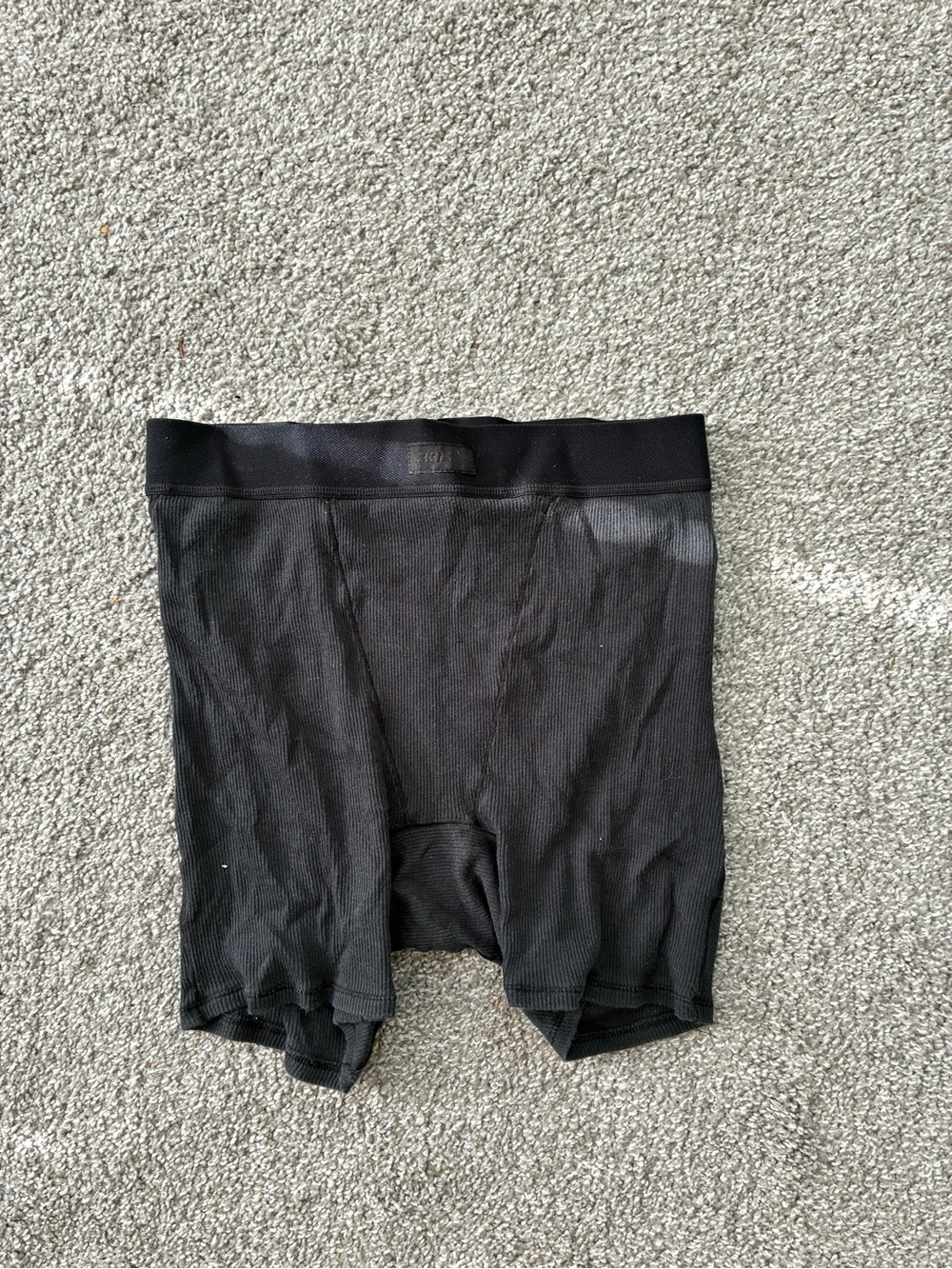 SKIMS Black Ribbed Boxer Briefs for Women